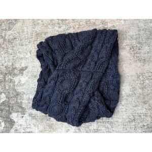 Gap Knit Infinity Scarf Neck Warmer Navy Wool Blend Fisherman One Size Warm